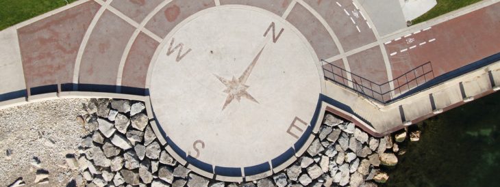 Compass along promenade in Spencer Smith Park